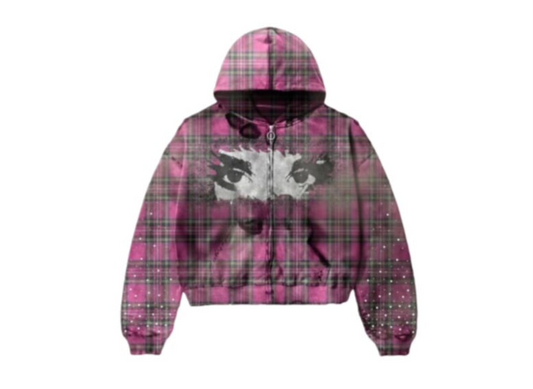 PINK PLAID ZIP-UP